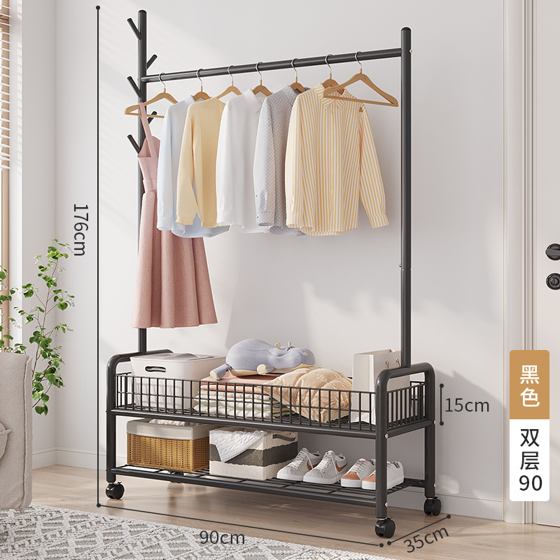 Picture of Simple clothes hanger floor folding indoor balcony bedroom clothes hanger indoor coat rack bedside clothes hanging artifact