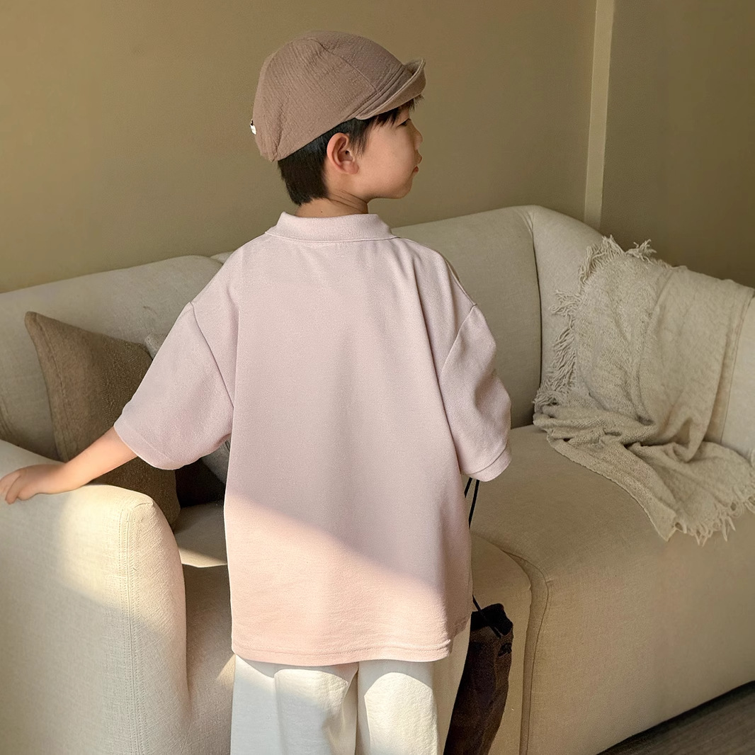 Picture of South Korea Children's Wear Boys' Polo Shirt 2025 New Children's Korean-style All-match Short-sleeved T-shirt Girls Small and Medium-sized Children's Summer T