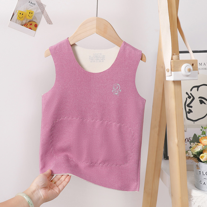 Picture of Children's thermal patch vest boys and girls belly protection double-sided velvet waistcoat baby autumn and winter seamless inner wear sleeveless base