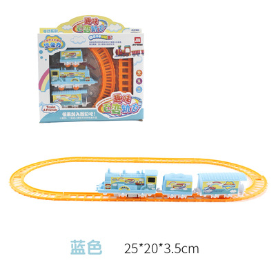 Picture of Children's electric DIY track small train toy set model night market stall goods Source push gift wholesale steam