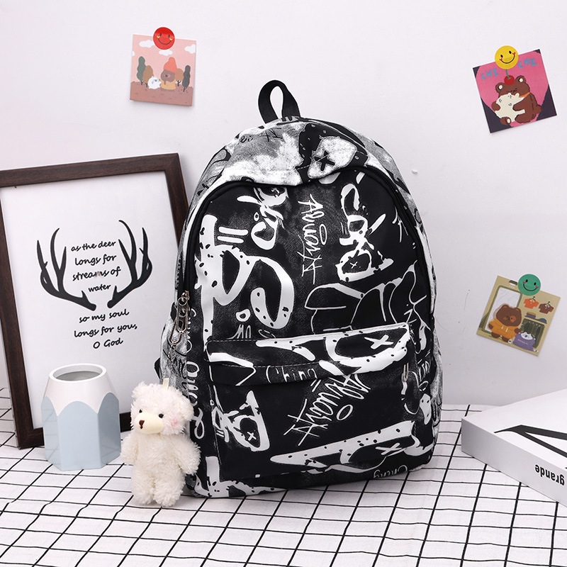 Picture of Niche Design Nylon Printed Backpack for Men and Women, Casual Large-Capacity Travel Backpack, College Student School Bag
