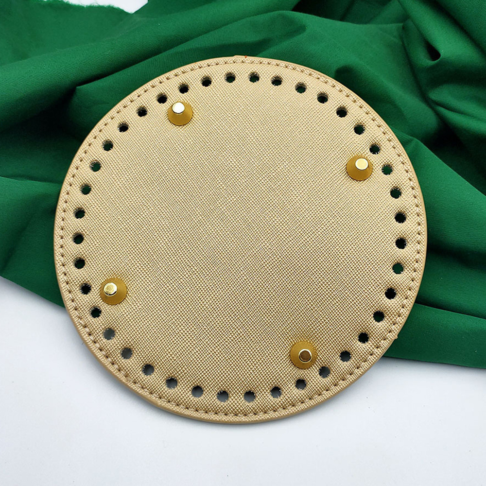 Picture of Bag accessories handmade elegant bag material 14cm round bottom plate diy woven bag quality hardened pu bag pad bottom
