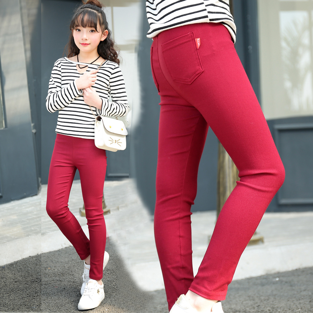 2022 children's pants new 3-12 years old girls pencil pants spring and autumn pressure standard elastic leggings pants outside wear pants wholesale