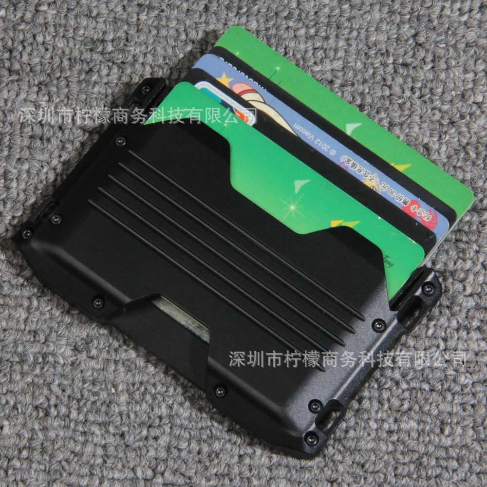 Picture of Factory direct cross-border new EDC card case anti-theft brush metal card case card set men's RFID wallet coin key