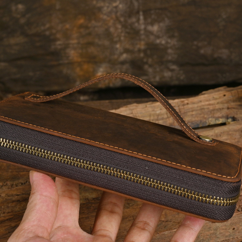Picture of TikTok Explosions Upgrade and Increase Capacity Genuine Leather Men's Clutch Bag Crazy Horse Leather Cigarette Mobile Phone One-piece Clutch Wallet