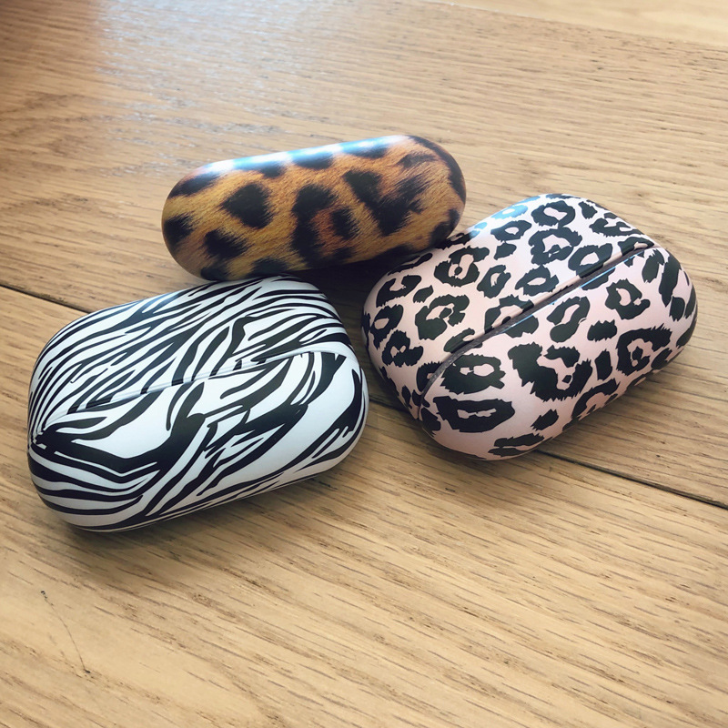 Picture of Personalized leopard zebra print airpods protective cover for Apple 1/2/3 generation Bluetooth earphone cover water sticker PC hard