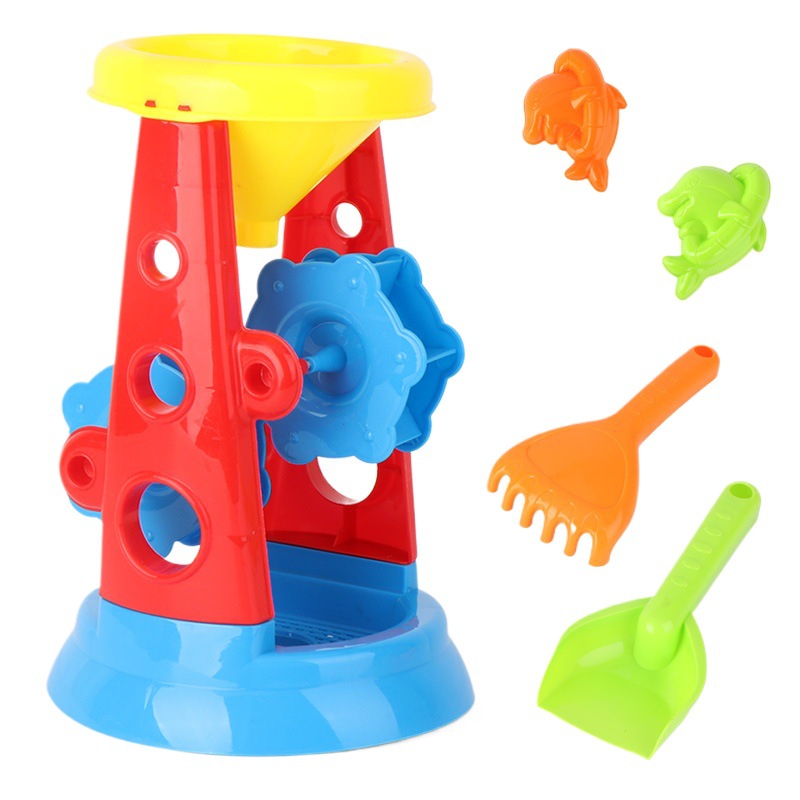 Picture of Children's Large Windmill Beach Set Baby Playing with Sand Cassia Seed Digging Sand Shovel Playing in the Water Interactive Tool Absorbs Water