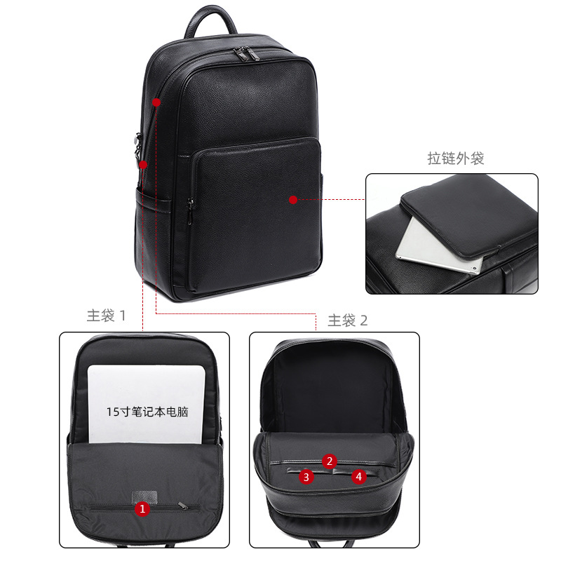 Picture of Multifunctional men's backpack genuine leather computer backpack travel bag first layer cowhide backpack in stock wholesale backpack