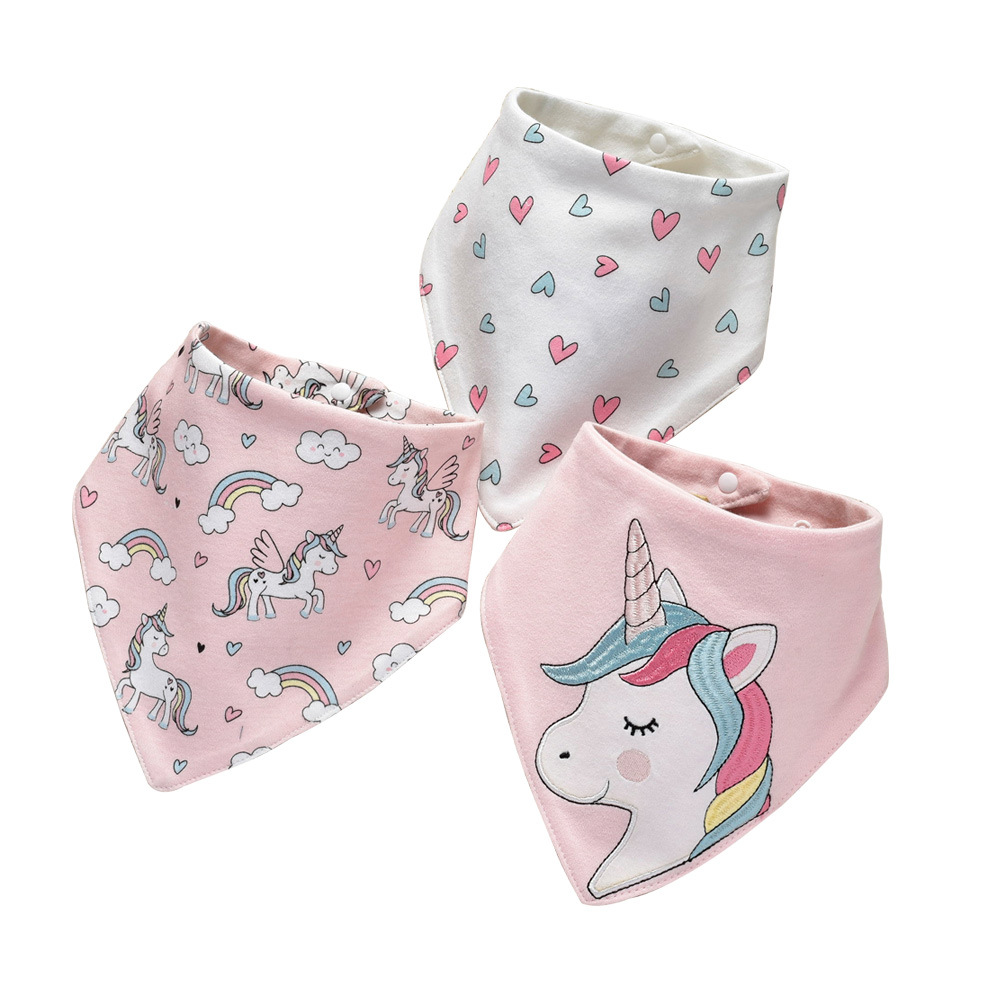 Picture of 3 PCTs Yinxiuli Pure Cotton Baby Slip Towel Baby Snaps Triangle Slip Towel Scarf Bib Bib Cross Border