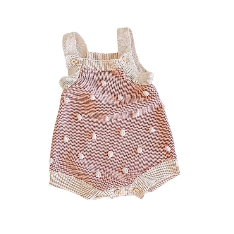 Picture of ins autumn baby girl infant children handmade ball knitted wool jumpsuit bag fart romper triangle romper