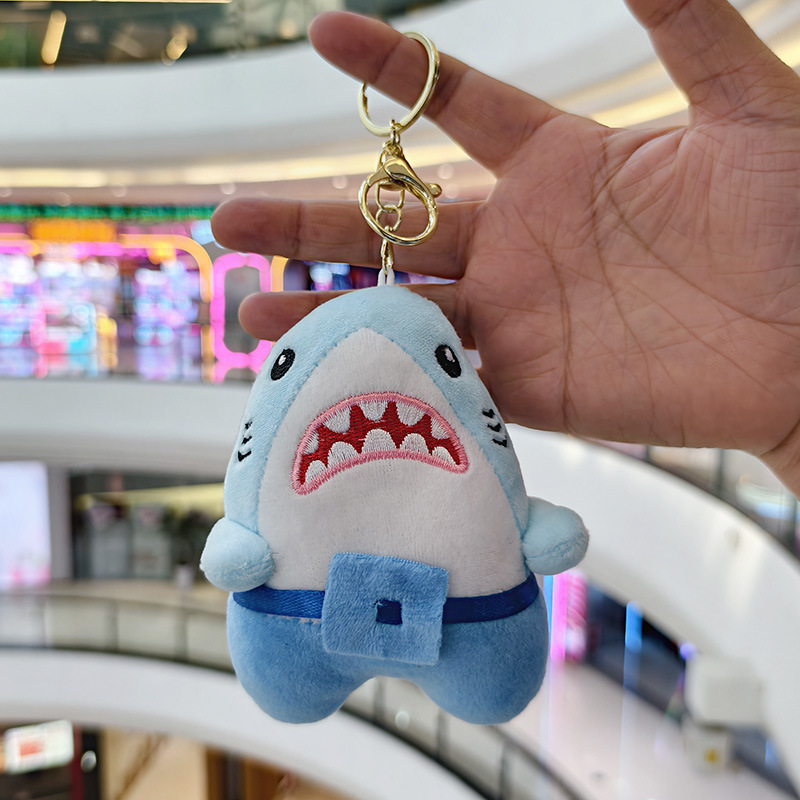 Picture of Marine Animal Shark Doll Creative Plush Doll Small Pendant Keychain School Bag Pendant Grabbing Doll Machine Wholesale