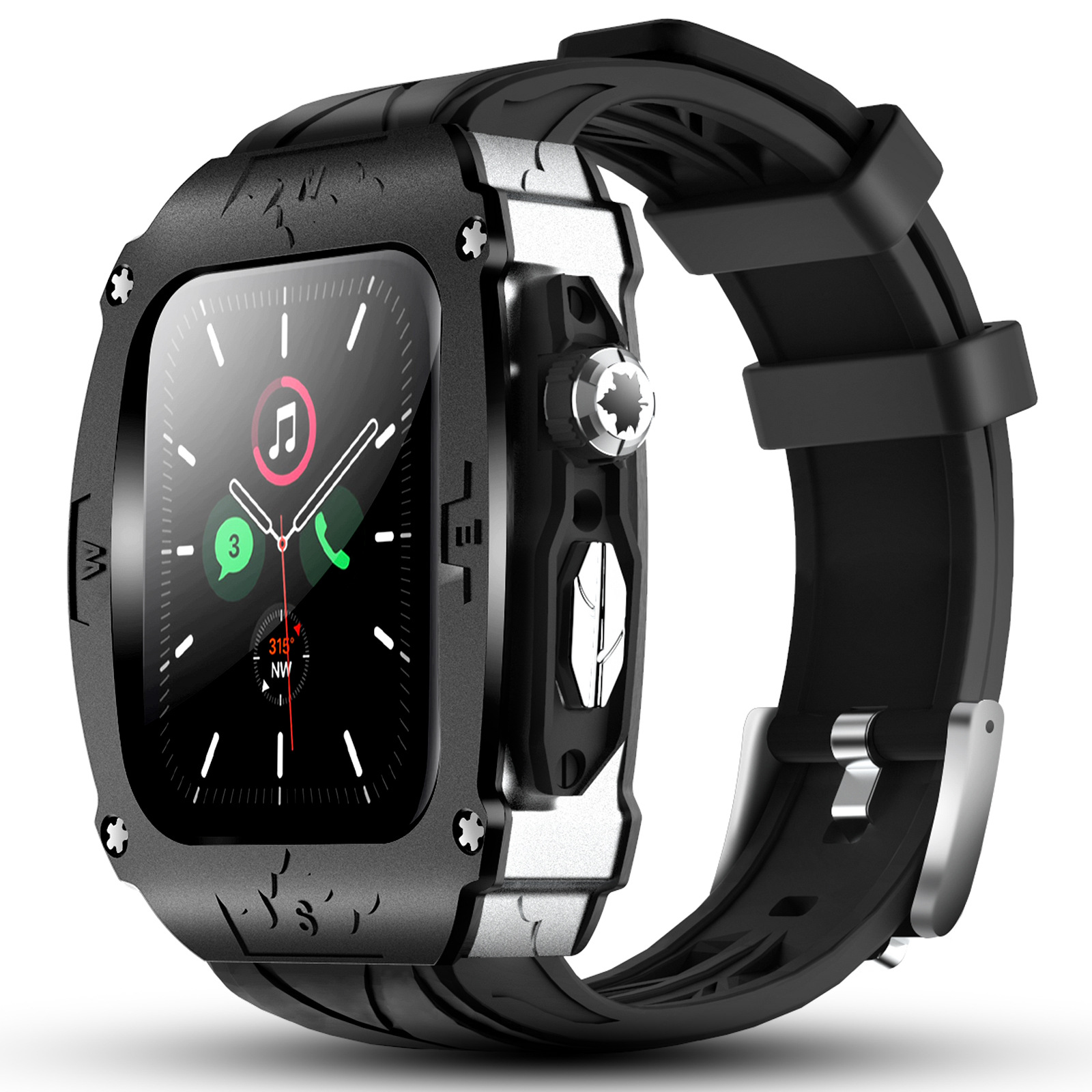 Picture of For Apple Watch Integrated Strap Metal Silicone Apple iwatch S9876 Strap 44mm45mm