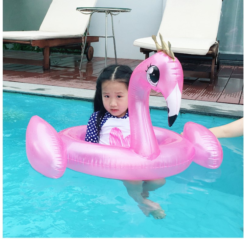 Picture of 1 piece generation hair White Swan Flamingo seat inflatable swimming buoy children life buoy double air nozzle Mount watermelon Pang