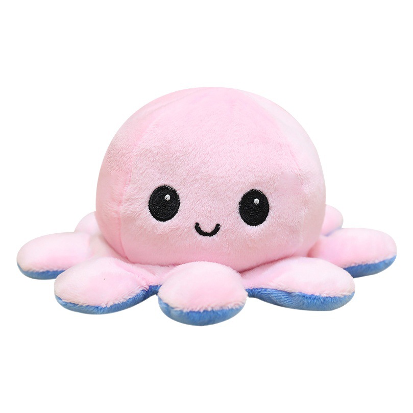 Cross-border Cute Turn-over Octopus Doll Double-sided Turn-over Octopus Plush Toy Squid Doll Rag Doll Shake Tone