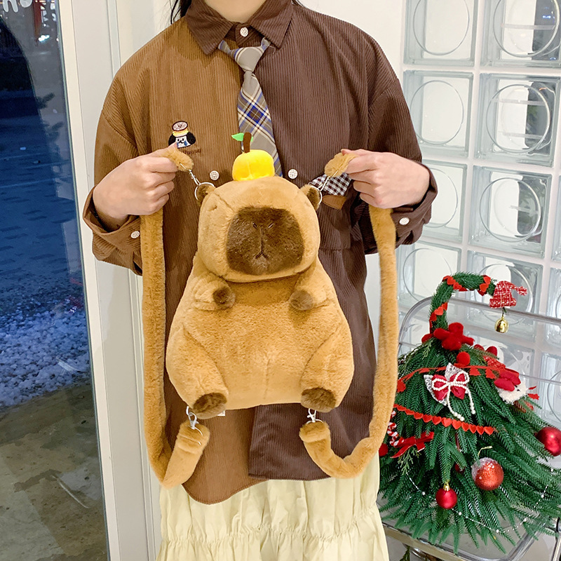 Picture of Cute cartoon otter plush contrast color children's backpack 25 new exquisite travel doll bag cross-border wholesale