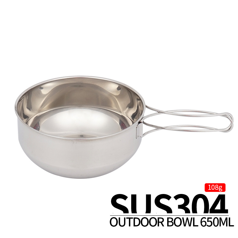 Picture of Outdoor Foldableing Bowl Set 304 Stainless Steel Mountaineering Camping 650ml Large 4-Piece Set Cup Foldableing Bowl Combination Tableware