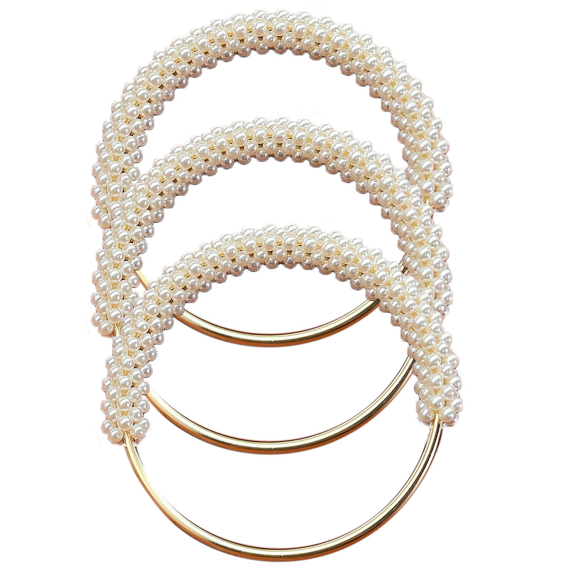 Picture of High-End Pearl Handle Bag Accessories Woven Handle Ring Pearl Iron Ring Ring Handmade Bag Handle Ring Handle