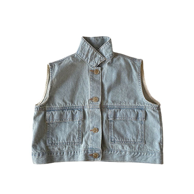 Picture of Children's Spring and Autumn Korean Children's Wear for Boys and Girls Washed Denim Vest ins Sleeveless Jacket Cross-border Small and Medium-sized Children's Top
