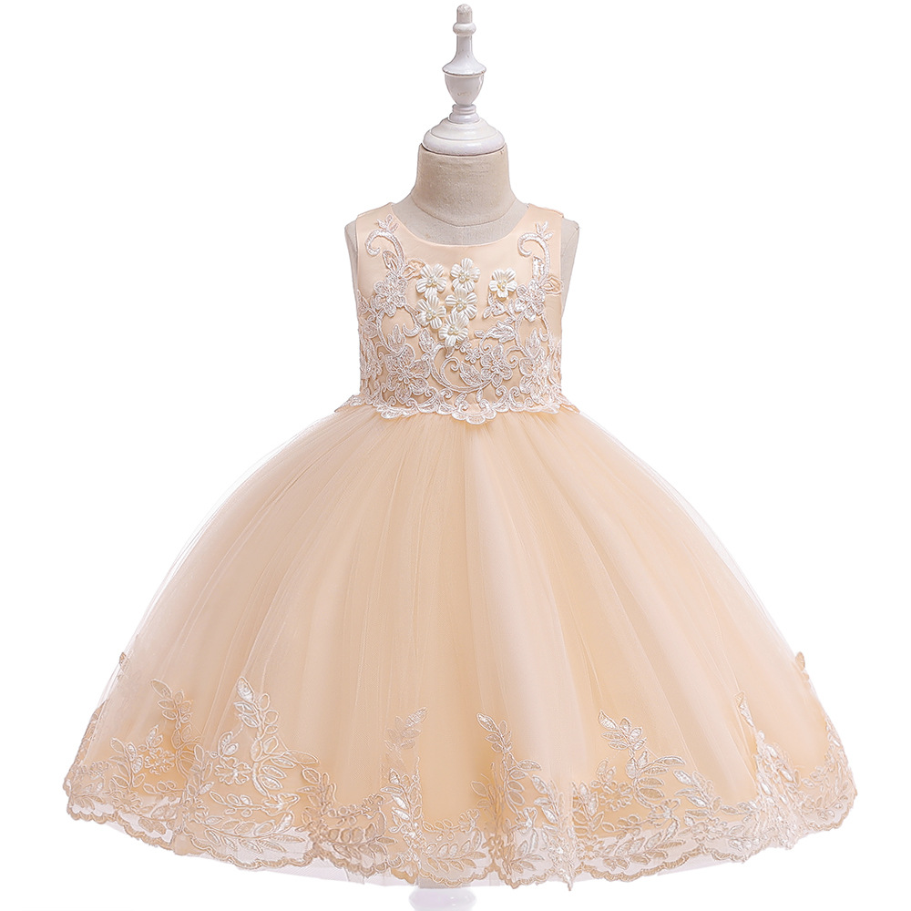 Picture of 2025 Amazon European and American Embroidered Flower Girl Wedding Dress Princess Dress Puffy Dress Catwalk Performance Big Children's Dress