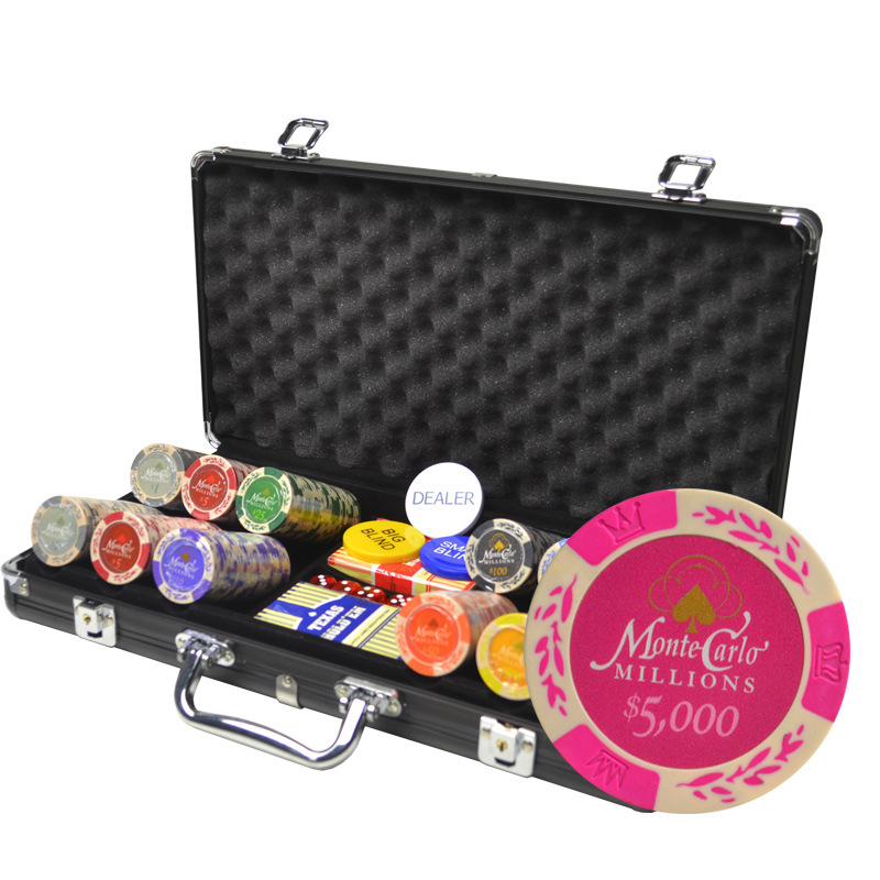 14G two-color clay wheat Hold'em Texas Hold'em Baile Black Jack blackjack blackjack chip coin portable aluminum box set