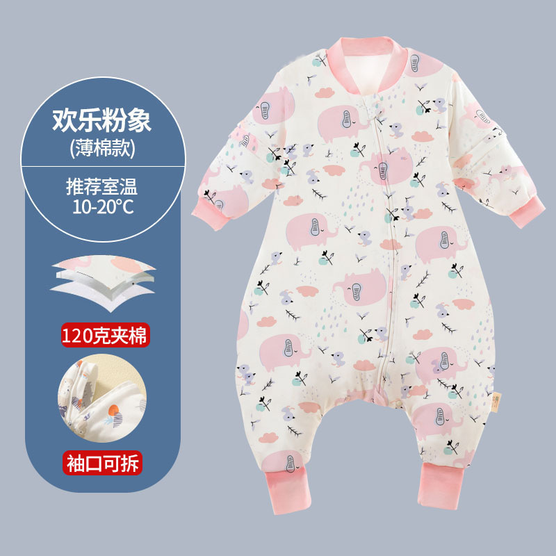 Picture of Spring and Autumn Thin Children's Sleeping Bag Constant Temperature Infant and Toddler Class a Split Leg Sleeping Bag Cartoon Pure Cotton Baby Sleeping Bag with Detachable Sleeves