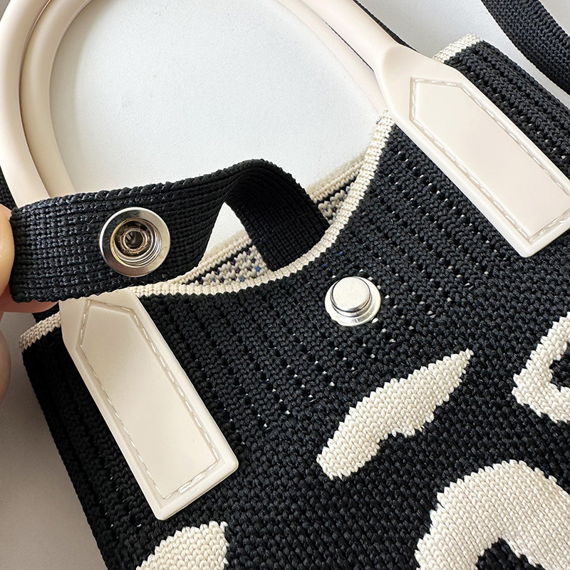 Picture of Amazon ebay Black and White Leopard Point Knitted Mini Mobile Phone Bag Crossbody Bag Women's All-match Portable Coin Purse Small Square Bag