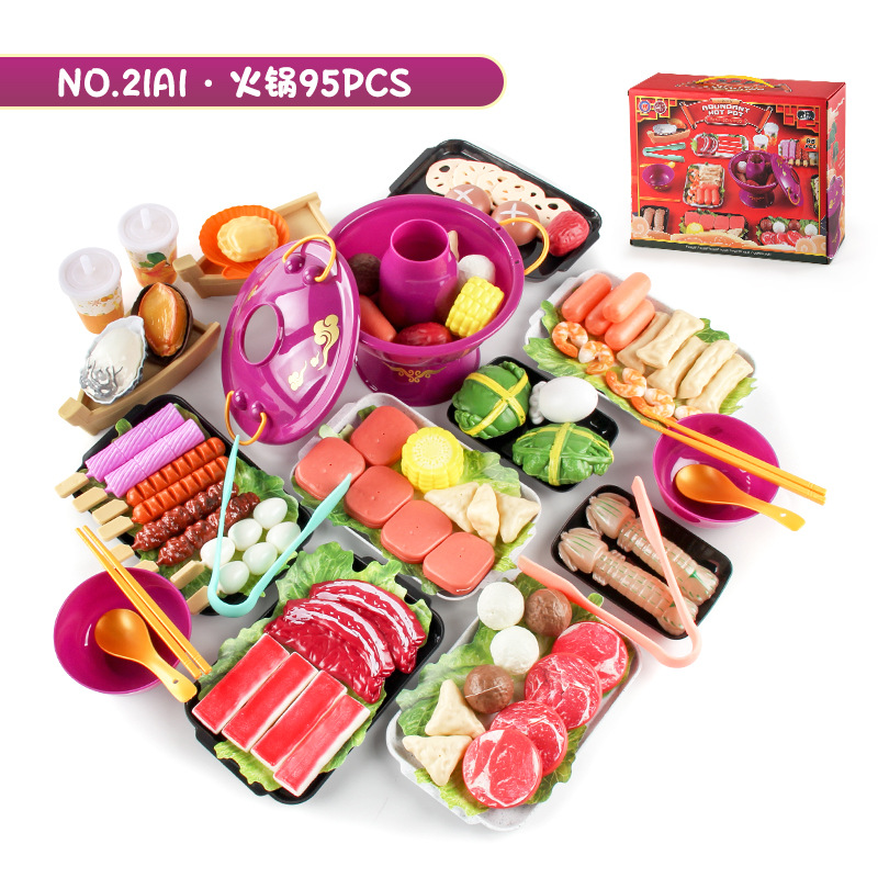 Picture of Children's Play House kitchen toys hot pot skewers barbecue suit small hot pot skewers ingredients kitchenware color box