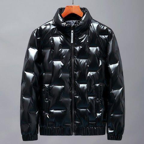 Vertical collar bright down cotton-padded jacket men's 2023 net red cotton-padded jacket short light tide brand winter coat