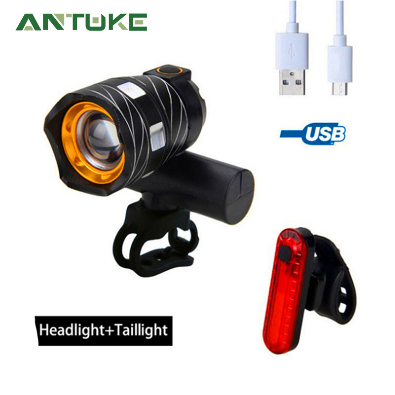 New Bicycle USB Light, High Brightness Warning Light, Mountain Bike Headlight, Rechargeable Taillight Headlight Set, 300 Lumens