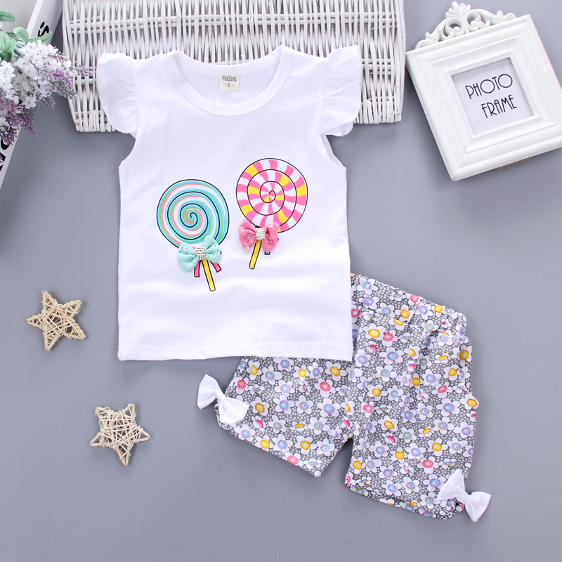 Picture of Summer Children's Lollipop Sleeveless Shorts Two-Piece Set Girl Baby Cartoon 0-4 Years Old Children's Suit Vest Set