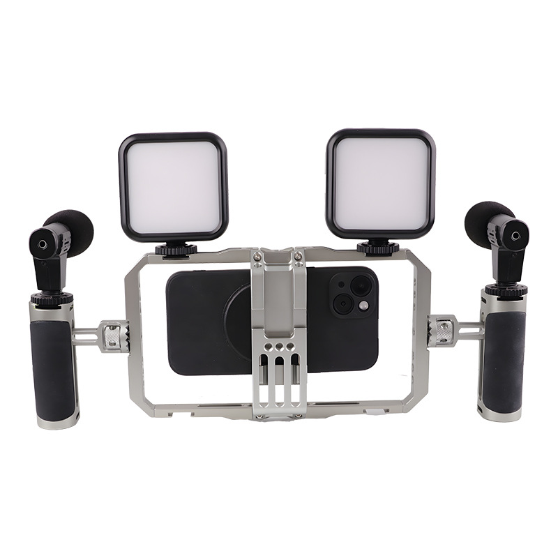 Picture of Universal aluminum alloy handheld multifunctional mobile phone rabbit cage frame photography anti-shake stabilizer double handle frame