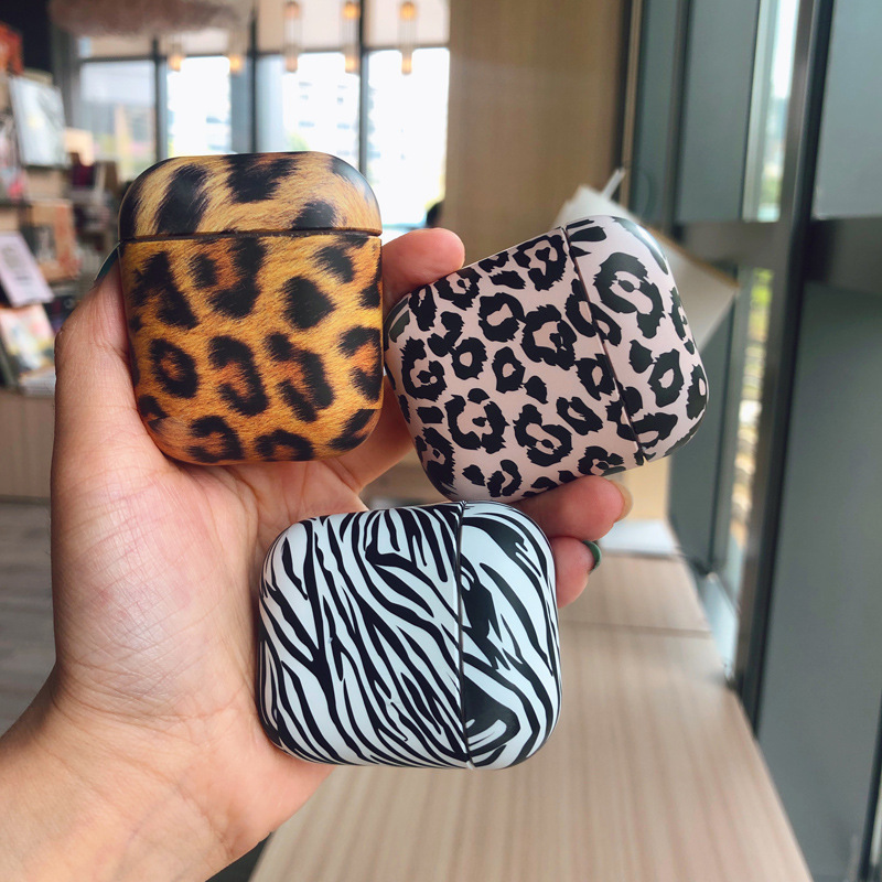 Picture of Personalized leopard zebra print airpods protective cover for Apple 1/2/3 generation Bluetooth earphone cover water sticker PC hard
