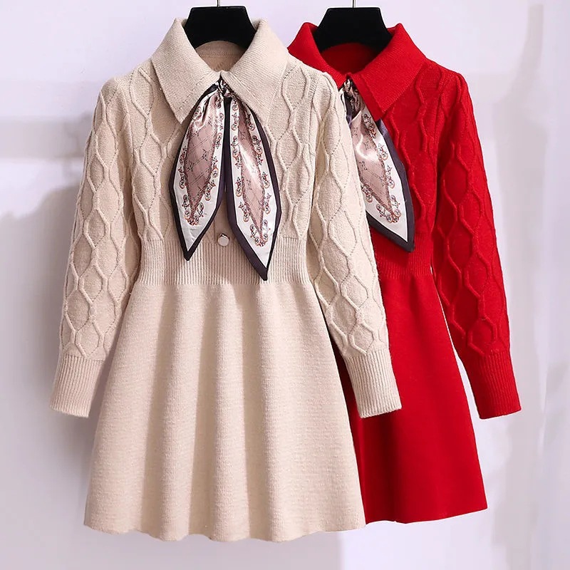 Children's Dress Knitted Bottoming Skirt Autumn and Winter New Style 12-Year-Old Girl 13-Year-Old Primary and Secondary School Student Knitted Sweater Skirt