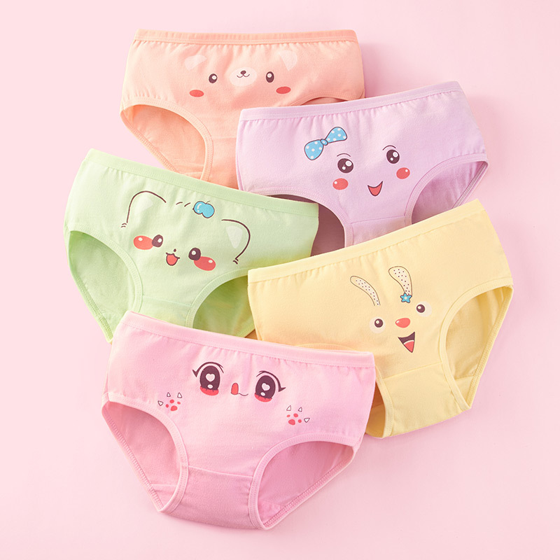 Bombe Queer Children's Underwear Girls' Fine Shuttle Cotton Briefs Baby Small Medium and Large Children's Student Girls Cotton Briefs