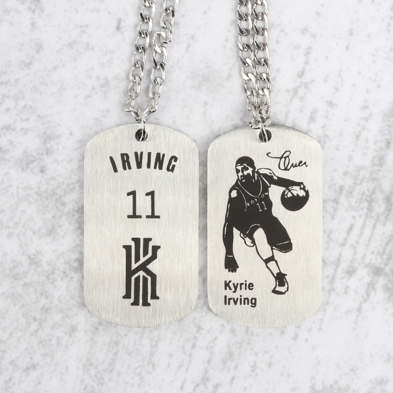 Picture of Necklace Kobe James Curry Owen Basketball Star logo Titanium Steel Necklace Pendant Commemorative Machinable Engraving