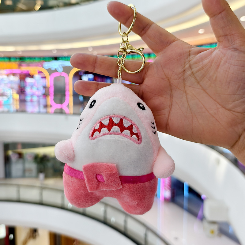 Picture of Marine Animal Shark Doll Creative Plush Doll Small Pendant Keychain School Bag Pendant Grabbing Doll Machine Wholesale