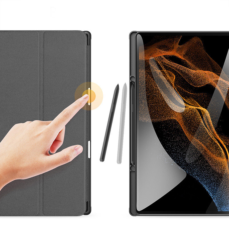 Picture of For Samsung TabS10Plus flat panel protective cover wholesale with pen slot anti-drop tri-fold protective shell S10Ultra