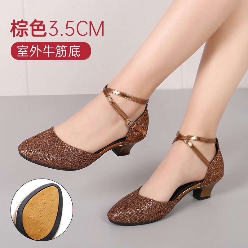 Picture of New dance shoes Latin dance shoes women square dance shoes adult social dance shoes soft bottom dance shoes a generation of hair