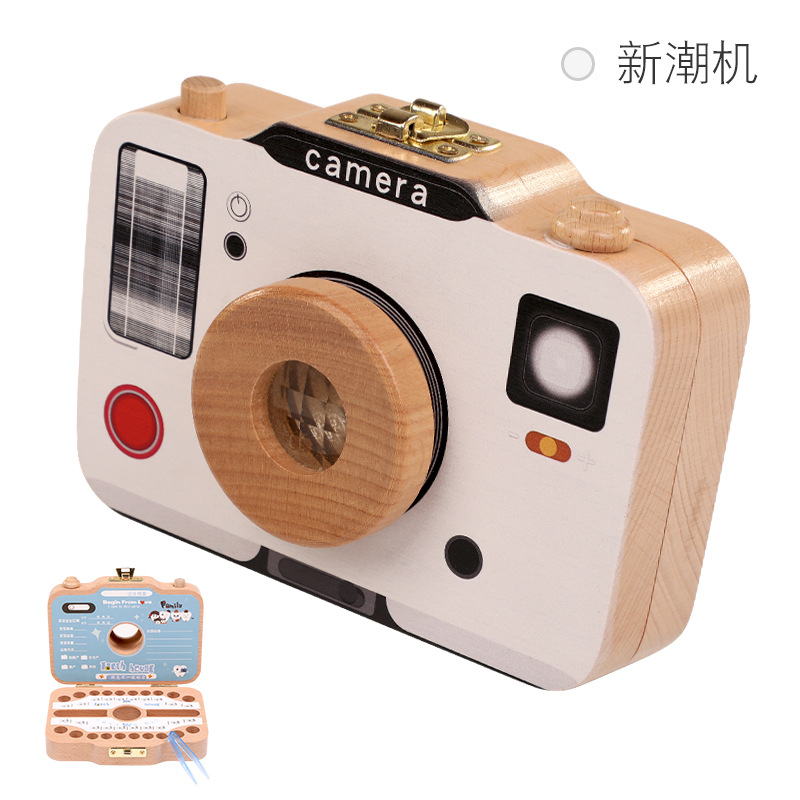 Picture of Wooden Children's Deciduous Teeth Box 1-3-5 Years Old and a Half Baby's Fairy Hair Deciduous Teeth Storage Box One Year Old Memorial Umbilical Cord Collection Box