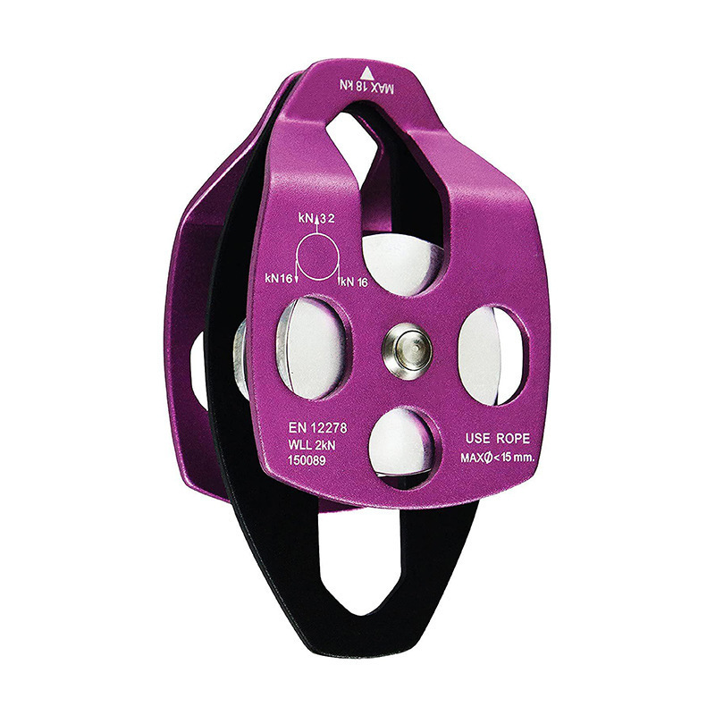 Picture of New outdoor rescue side plate type double pulley hoisting mountaineering rock climbing pulley mountaineering double pulley block with bearing