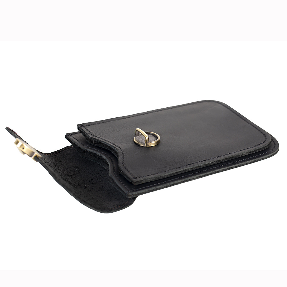 Picture of Factory Outlet Crazy Horse Leather Mobile Phone Bag Men's Leather Vertical Ultra-thin Cover Top Layer Cowhide Trouser Waist Small Hanging Bag
