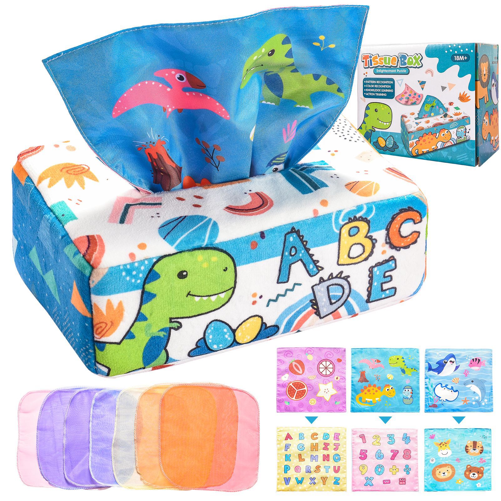 Baby's tissue box, which can't be torn apart, baby's 0-1 year old tissue toy educational early education cloth towel