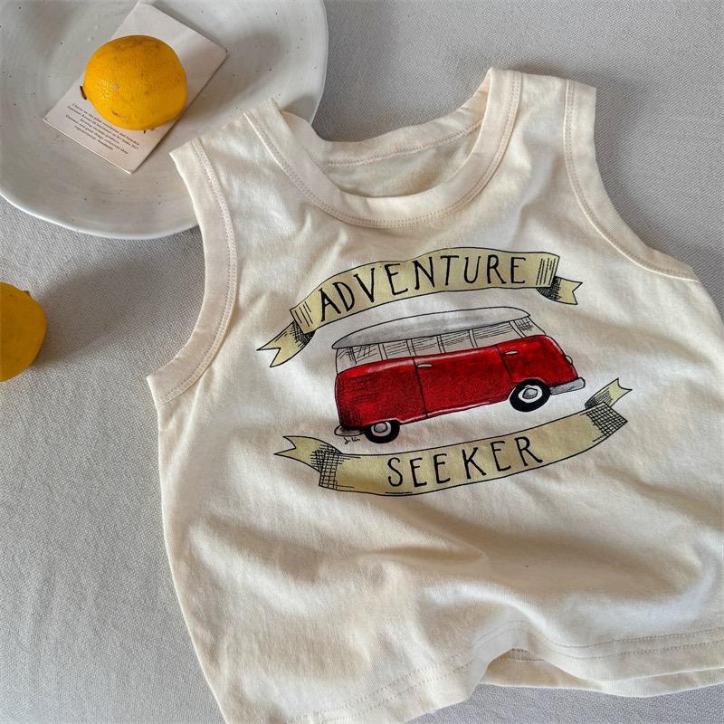 Picture of Children's Summer Pure Cotton Vest for Small and Medium-sized Kidsren, Boys and Girls, Thin Sleeveless Top, Cartoon Printed Loose Sweatshirt