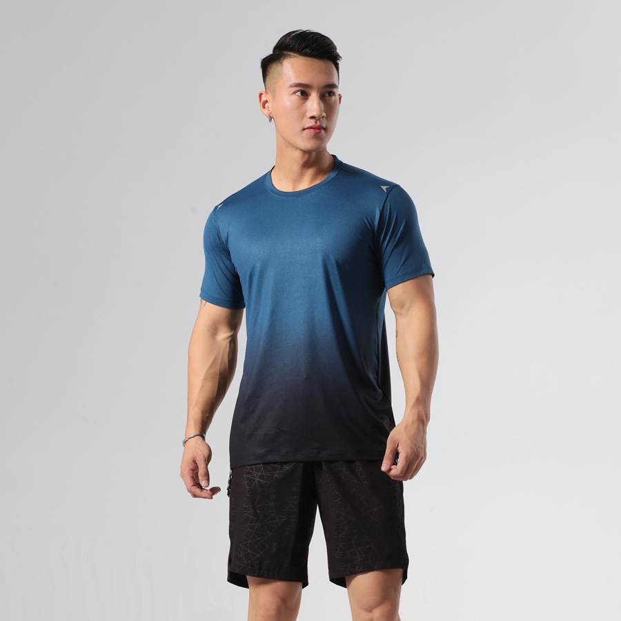Picture of Gradient Color Training Round Neck Men's Milk Silk Summer Digital Running T-shirt Slim-fit Quick-drying Sports Top for Men