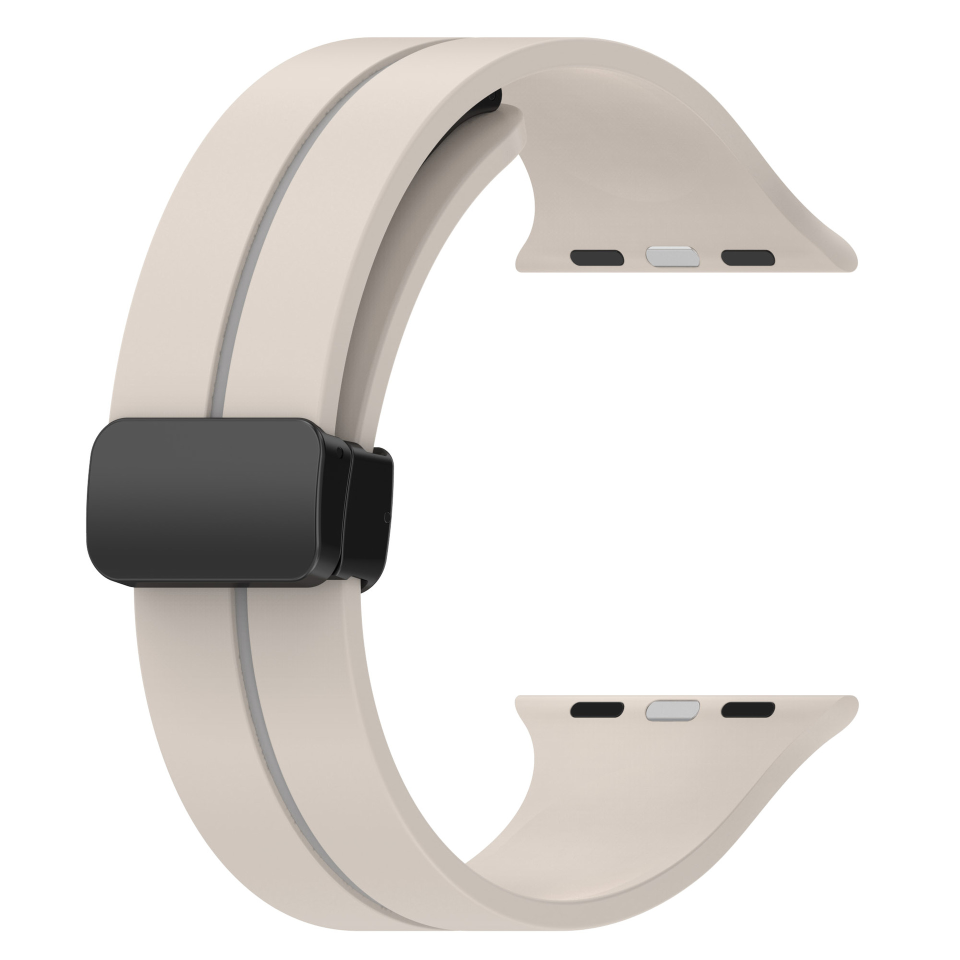 Picture of Two-color Striped Magnetic Folding Buckle Silicone Strap for Apple Watch Strap Magnetic Silicone Watch Strap