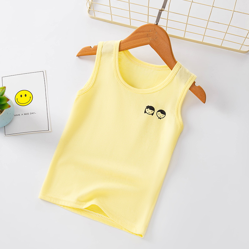 Picture of Summer Children's loose casual I-shaped round neck vest boys and girls solid color cotton vest sleeveless undershirt bottoming top