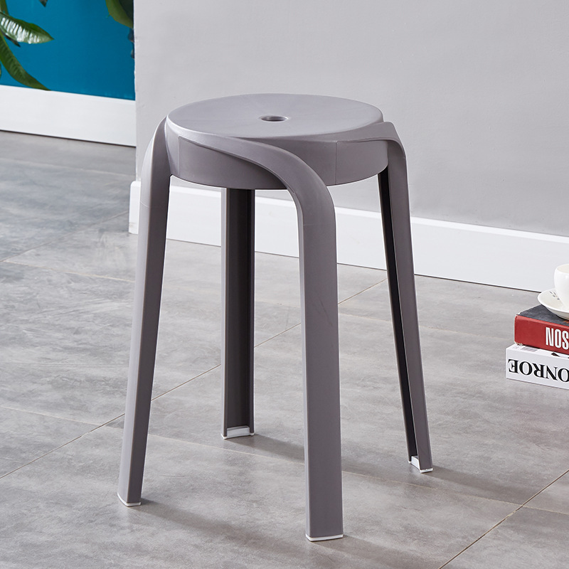 Picture of Modern Dining Table Plastic Round Stool Household Solid Bathroom Stool Living Room Casual High Stool Adult Negotiation Windmill Stool
