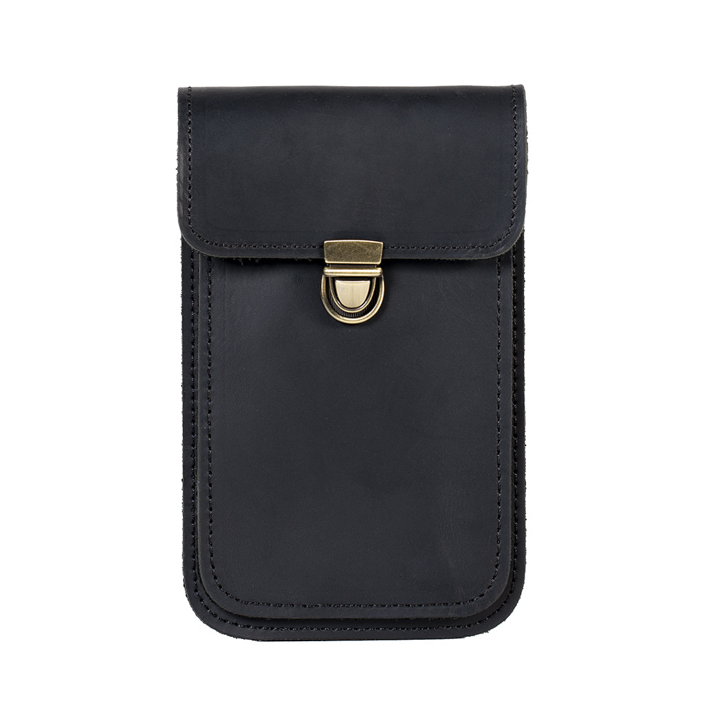 Picture of Factory Outlet Crazy Horse Leather Mobile Phone Bag Men's Leather Vertical Ultra-thin Cover Top Layer Cowhide Trouser Waist Small Hanging Bag