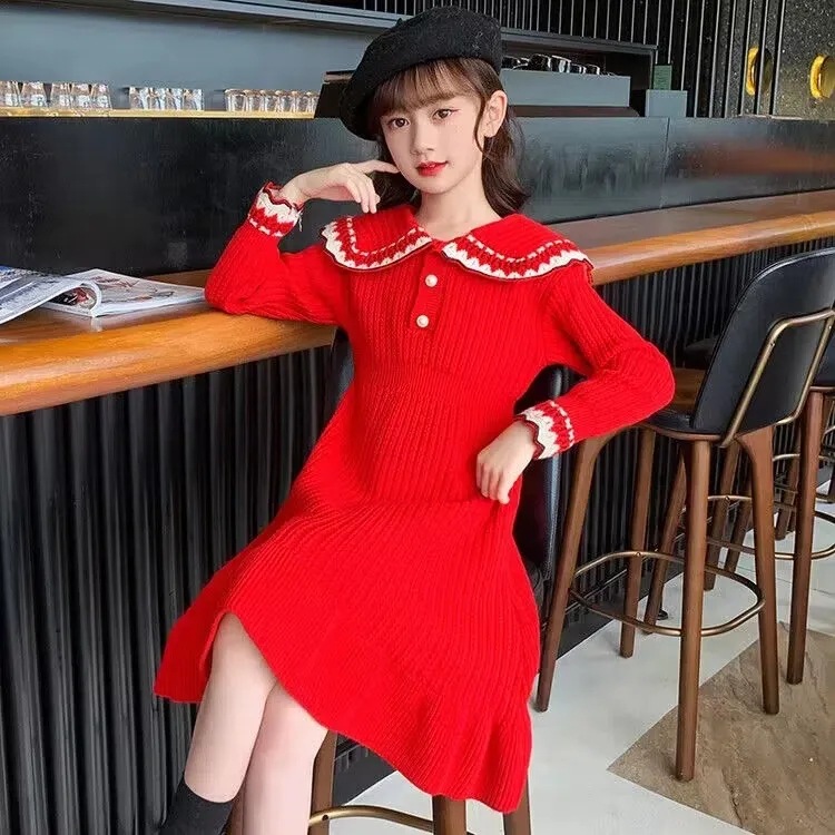Picture of Girl's Sweater Dress Long Sleeve Autumn New Children's Western Style Princess Dress Little Girl's College Style Knitted Skirt