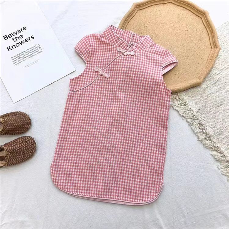 Picture of Summer New Style Girls 2025 New Style Girls Pure Cotton Chinese Style Ethnic Cheongsam Princess Skirt Baby Skirt